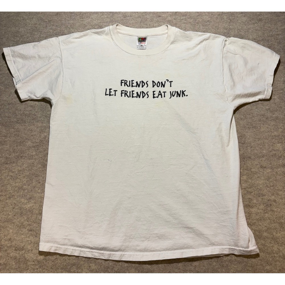 Y2K Fruit of the Loom Central Market HEB T-Shirt White XL Friends Eat Junk 2000s